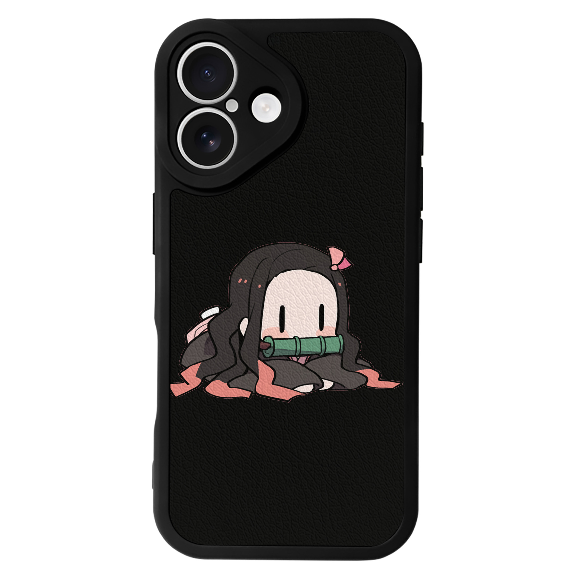 （画像用） 鬼滅の刃（きめつのやいば）竈門 禰󠄀豆子／かまど ねずこ Kamado Nezuko 【iPhone 16シリーズ対応】シリコンスマホケース（レザー調） 材質：シリコン